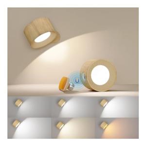 Battery Operated Wall Light, LED Wall Lamp with 360°Adjustable Lighting Indoor Wall Light with 3 Color Modes 3 Brightness Levels Touch Control, Wall Mounted Lamp for Bedroom Reading Bedside-1Pack
