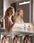 Rinfency Makeup Mirror Lights Stick On Mirror, 4000mAH Rechargeable Battery Operated Dressing Table Lights, Touch Make Up Vanity Lights, Screw-Free Portable LED Lamp Bathroom Lighting USB Light Bulb