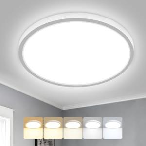 Peasur Bathroom Light Ø22cm, 18W 1800LM LED Ceiling Light, 3000K/3500K/4000K/5000K/6500K 5 Color Temperature, IP54 Waterproof, Round, Modern Flush Ceiling Lighting for Bathroom, Kitchen, Bedroom