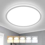 Peasur Bathroom Light Ø22cm, 18W 1800LM LED Ceiling Light, 3000K/3500K/4000K/5000K/6500K 5 Color Temperature, IP54 Waterproof, Round, Modern Flush Ceiling Lighting for Bathroom, Kitchen, Bedroom