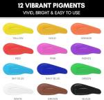 Drawlish Acrylic Paints Set of 12 with 3 Paint Brushes & (12ml) Tubes | Highly-Pigmented Fabric Paint | Ideal for Canvas, Wood, Ceramic, Glass & Rock Painting