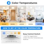 Peasur Bathroom Light Ø22cm, 18W 1800LM LED Ceiling Light, 3000K/3500K/4000K/5000K/6500K 5 Color Temperature, IP54 Waterproof, Round, Modern Flush Ceiling Lighting for Bathroom, Kitchen, Bedroom