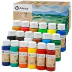 Artecho Acrylic Paint 18 Colors 2 Ounce/59ml, Acrylic Paints Set for Adults, Non Toxic, Waterproof Paint Kit for Canvas, Crafts, Glass, Model, Clay, Wood, Fabric, Poster, Leather&Rock