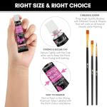 Drawlish Acrylic Paints Set of 12 with 3 Paint Brushes & (12ml) Tubes | Highly-Pigmented Fabric Paint | Ideal for Canvas, Wood, Ceramic, Glass & Rock Painting