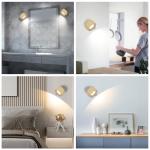 Battery Operated Wall Light, LED Wall Lamp with 360°Adjustable Lighting Indoor Wall Light with 3 Color Modes 3 Brightness Levels Touch Control, Wall Mounted Lamp for Bedroom Reading Bedside-1Pack