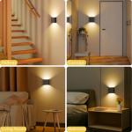 Suright LED Wall Light with Motion Sensor, Rechargeable Lamp with 3 Lighting Modes (AUTO/Off/ON), 3000K Warm White Battery Operated Light for Living Room, Bedroom, Stairs, Hallway, Black