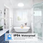 Peasur Bathroom Light Ø22cm, 18W 1800LM LED Ceiling Light, 3000K/3500K/4000K/5000K/6500K 5 Color Temperature, IP54 Waterproof, Round, Modern Flush Ceiling Lighting for Bathroom, Kitchen, Bedroom