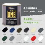 THE ONE All-In-One Paint & Primer - Dark Grey Matt, 250 ml | Multi-Surface 1 Coat Formula | Easy Indoor & Outdoor Decorating for Home & Garden Walls, Floors & Furniture | Water-Based & Low VOC