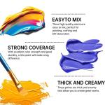 Acrylic Paint Set, 24 x 36 ml Painting Set with 10 Brushes for Canvas, Wood, Paper, Ceramic, Waterproof Paints with Vivid Colour for Artists, Beginners, Children