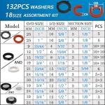 ZDBB 1000 Pcs 18 Size O Ring Kit+18 Size Rubber Washers Assortment Kit for Plumbing Faucet Water Pipe Garden Hose Washers Shower Heads Gasket Repair and Air or Gas Connections