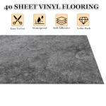 CYEER 40Pcs Vinyl Floor Tiles Self Adhesive, 30x 30cm Peel and Stick Grey Self Adhesive Floor Tiles Marble Effect, Waterproof Vinyl Flooring Stick On for Bathroom Kitchen Living Room