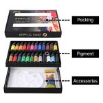 Acrylic Paint Set, 24 x 36 ml Painting Set with 10 Brushes for Canvas, Wood, Paper, Ceramic, Waterproof Paints with Vivid Colour for Artists, Beginners, Children