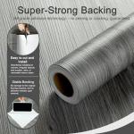 Vinyl Flooring Self Adhesive Floor Planks, Floor Tiles Self Adhesive Waterproof Peel and Stick for Kitchen Bathroom Living Room Dark Grey Wood PVC 30x300cm/Roll