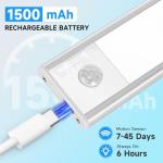 Haokiang 2Pack Under Cabinet Kitchen Lights White 39 LED Under Cupboard Kitchen Lights 24cm USB Rechargeable Light,1500mAh Magnetic Strip Light, 6500K Dimmable Motion Sensor Lights Indoor,Stairs