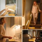 TANSOOL+ 20cm Under Cabinet Kitchen Lights, Motion Sensor Lights Indoor, USB-C Rechargeable LED Wardrobe Lights for Kitchen, Bedroom, Hallway, Stairs - 2 Pack