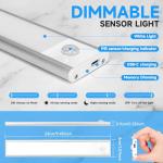 Haokiang 2Pack Under Cabinet Kitchen Lights White 39 LED Under Cupboard Kitchen Lights 24cm USB Rechargeable Light,1500mAh Magnetic Strip Light, 6500K Dimmable Motion Sensor Lights Indoor,Stairs