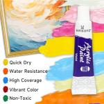 WINSONS Acrylic Paints Set - 24 Colours Fabric Paint for Canvas, Ceramic, Crafts, Fabric, Wood, Paper, Rock Painting - Non Toxic, Vibrant Pigments for Beginners, Students - Art Supplies (12ml Each)