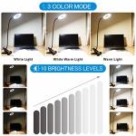 KNAMKY USB LED Desk Lamp Clip On Light, 3 Light Mode 10 Dimmable Brightness Eye Caring Book Adjustable for Reading Studying Working Video Conference Lighting (Black)