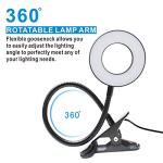 KNAMKY USB LED Desk Lamp Clip On Light, 3 Light Mode 10 Dimmable Brightness Eye Caring Book Adjustable for Reading Studying Working Video Conference Lighting (Black)