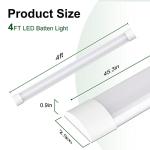 muzha 2 Packs LED Batten Lights，PC Body， 4FT 36W 4000k 3600lm,Low Profile Wall or Ceiling Surface Mounted Fitting for Home/Workshop/Office/School Restaurant (4FT)