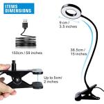 KNAMKY USB LED Desk Lamp Clip On Light, 3 Light Mode 10 Dimmable Brightness Eye Caring Book Adjustable for Reading Studying Working Video Conference Lighting (Black)