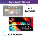 Crafts 4 ALL Watercolour Paint Set - 12 Pack of Premium Quality Watercolours for Kids, Artists, Students, and Beginners – Vibrant Paints w/ 3 Bonus Water Colour Paintbrushes