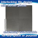 Harbour Housewares Gym Flooring Mats - 60 x 60cm - Pack of 24 Large Black Heavy Duty EVA Non-Slip Rubber Matting Floor Tiles for Exercise, Home, Garage, Pool, Treadmill, Workout Equipment