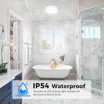 Peasur Bathroom Light, 3000K/3500K/4000K/5000K/6500K 5 Color Temperature LED Ceiling Light, 15W 1500LM, IP54 Waterproof, Round, Small, Modern, Flush Ceiling Light for Bathroom, Kitchen, Bedroom, White