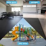 Harbour Housewares Gym Flooring Mats - 60 x 60cm - Pack of 24 Large Black Heavy Duty EVA Non-Slip Rubber Matting Floor Tiles for Exercise, Home, Garage, Pool, Treadmill, Workout Equipment