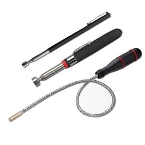 3 PCS Magnetic Pickup Tool, Handheld Magnetic Retrieval Tool with Non-Slip Handle Flexible Magnet Pick up Tools Durable Telescopic Magnetic Collector with Pocket Clip (1.5LB 3LB 5LB)
