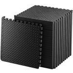 Exercise Foam Mat - Anti fatigue Protective Interlocking Puzzle EVA Floor Tiles with Edges - Gym Flooring Mats - Non slip Rubber Cushion for Underlay (Black, 16 Tiles (64 Square Feet))