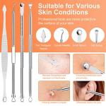 Blackhead Remover Tool Kit, IUMAKEVP 15 PCS Professional Stainless Steel Pimple Popper Comedone Extractor Tools for Removing Pimple, Blackheads, Zit on Face - Acne Removal Kit with Metal Case(Silvery)