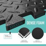 Exercise Foam Mat - Anti fatigue Protective Interlocking Puzzle EVA Floor Tiles with Edges - Gym Flooring Mats - Non slip Rubber Cushion for Underlay (Black, 16 Tiles (64 Square Feet))