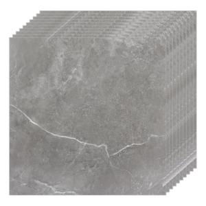 CYEER 40 PCS Vinyl Floor Tiles Self Adhesive, 30x30cm Grey Peel and Stick Grey Self Adhesive Floor Tiles Marble Effect, Waterproof Sticky Vinyl Flooring Tile Stick on for Bathroom Kitchen Living Room