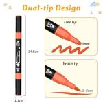 VynyQoo 14 Colours Acrylic Paint Pens Set, Dual Tip Acrylic Markers, acrylic Pens for Rock Painting with 0.5cm Extra Fine Tip, Water Based Colouring pens for Wood Glass Ceramic Fabric for Adults Kids