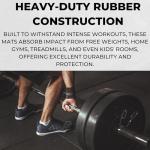 Heavy Duty Rubber Gym Mat 12mm | Large 6ft x 4ft (1.82 x 1.22m) Solid Rubber Flooring | Non-Slip Commercial Gym Flooring Mat for Home & Garage Gyms