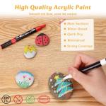 VynyQoo 14 Colours Acrylic Paint Pens Set, Dual Tip Acrylic Markers, acrylic Pens for Rock Painting with 0.5cm Extra Fine Tip, Water Based Colouring pens for Wood Glass Ceramic Fabric for Adults Kids