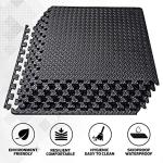 ComFy Mat Gym Flooring Mat, Foam Exercise Mats, Interlocking Puzzle EVA Floor Tiles, Non slip Rubber Cushion For Home Workout, Bonus Adhesives,24"X24"(60x60cm) Black 4 TILES (16 Square Feet)