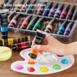 Shuttle Art 48 Pack Acrylic Paint Set, 30 Colours Acrylic Paint (36ml) with 10 Brushes 5 Canvas 1 Palette 1 Sponge, Complete Set for Kids, Adults Painting Kit on Canvas Rocks Wood Ceramic