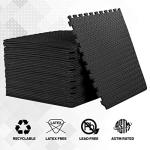 ComFy Mat Gym Flooring Mat, Foam Exercise Mats, Interlocking Puzzle EVA Floor Tiles, Non slip Rubber Cushion For Home Workout, Bonus Adhesives,24"X24"(60x60cm) Black 4 TILES (16 Square Feet)