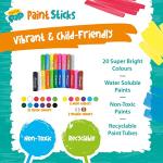 Paint Pop - Paint Sticks For Kids - 20 Pack Assorted Colours & Fun Storage Tub - Twist & Paint, Mess-Free, Fast Drying Action, Easy Clean Up, Vibrant Colours, Multi-Surface