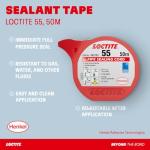 LOCTITE 55 Pipe Thread Sealant, Non Curing Thread Sealant for Plumbing Pipes and Fittings, Reliable Fast Action Pipe Sealant for Metal and Plastic, 50m