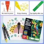 STATIONERY ISLAND Permanent Acrylic Paint Pens 24 Colours – Dual Tip Markers for Rock, Pumpkin, Stone, Glass, Ceramic, Wood & Fabric – Fine & Brush Tip Water Based Paint Pens for Halloween Crafts