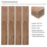 INMOZATA 5.02 m²/ 36 Tiles PVC Flooring Self-Adhesive Vinyl Flooring PVC Laminate 91.5 x 15.2 cm Thickness 2 mm Non-Slip Waterproof Cuttable (Brown)