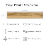 Mysflosy Self-Adhesive Vinyl Flooring Plank, 36 Pack Natural Wood Grain Peel and Stick Flooring Waterproof for DIY Installation, Cover 5 ㎡