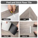 MULGREAT Vinyl Flooring, 36 Pieces 5㎡ Wood Grain Planks, DIY for Bedroom, Kitchen, Living Room Home Decor