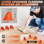 Saker 65-Piece Wood Flooring Installation Kit with 60 Flooring Spacers, Tapping Block with Handle, Pull Bar, 10" Contour Gauge, Rubber Mallet, Tape Measure