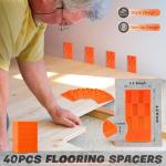 Saker 65-Piece Wood Flooring Installation Kit with 60 Flooring Spacers, Tapping Block with Handle, Pull Bar, 10" Contour Gauge, Rubber Mallet, Tape Measure