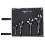 Amazon Basics 4-Piece Plumbing Adjustable Wrench with Soft Grip, Wide Mouth, Includes 6-Inch (150 mm), 8-Inch (200 mm), 10-Inch (250 mm), 12-Inch (300 mm), 4 Sizes Bundle, 30.48 x 10.79 x 2.36 cm