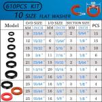 ZDBB 610 Pcs Water Hose Gasket Nitrile O Ring Rubber Washer Set Assortment Kit for Plumbing Faucet Pipe Hose Shower Head Pressure Washer Sealing Repair